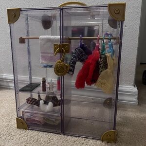 Rainbow High Closet Transparent Doll Wardrobe with Gold Accents